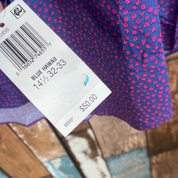 Van Heusen blue Hawaii slim stretch button down top - Picture 8 of 16